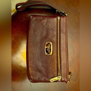Michael Kors Wristlet Maroon Color. Double Zipper